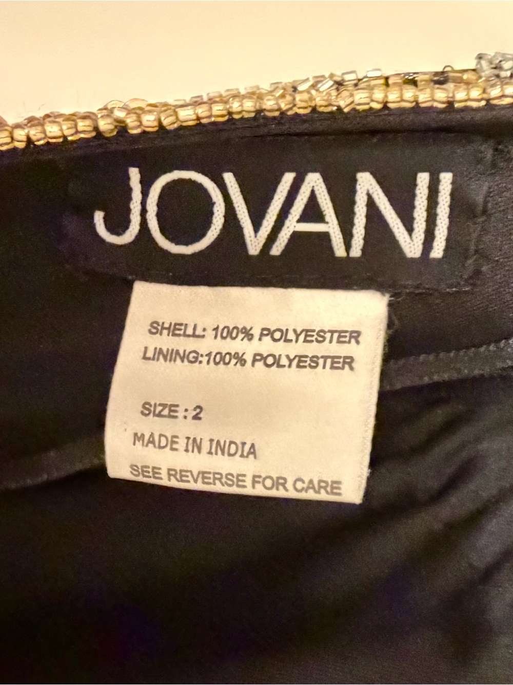 Jovani Gold Beaded Spaghetti-Strap Prom Gown - Picture 4 of 7